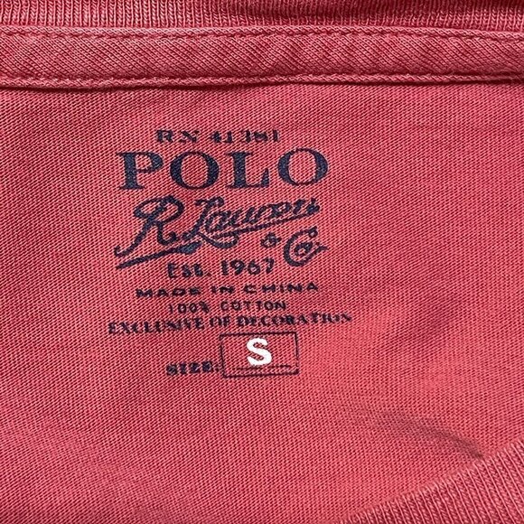 2 Polo Ralph Lauren Men's Short Sleeve T-Shirts Salmon Pink Navy Blue Size S - Picture 6 of 8